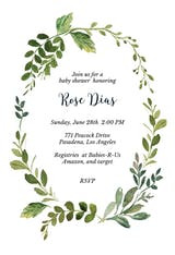 Green wreath - Baby Shower Invitation